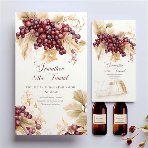 Premium Photo Collection Vineyard Grape Wedding Invitation Card Wine