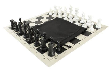 Hard wearing 6-pack plastic chess set including pieces, board and bag