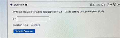 Solved Write an equation for a line parallel to y=3x−3 and | Chegg.com