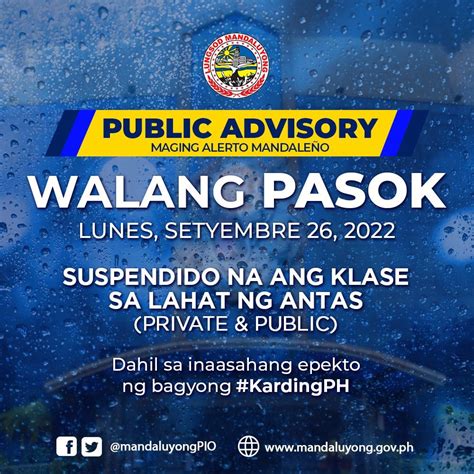 Mandaluyongpio On Twitter Mahalagang Anunsyo Walang Pasok Lunes