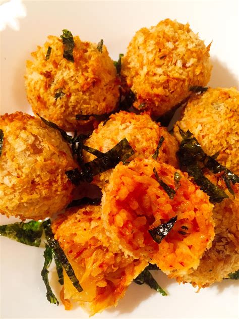 Homemade Panko Breaded Kimchi Fried Rice Balls Rfood