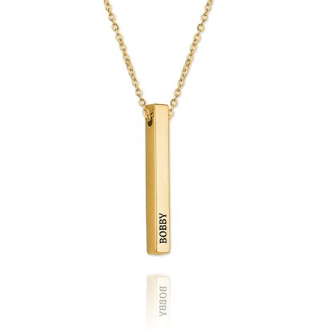 Collar De Plata Lingote Personalizable Chapado En Oro Nuestras Joyas