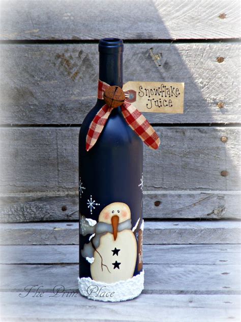 Primitive Snowman Wine Bottle Snowman Decor Christmas Etsy Artofit