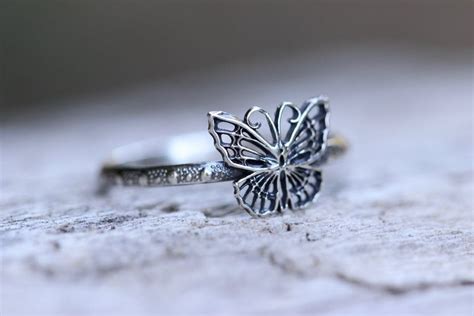 Sterling Silver Butterfly Ring Silver Dainty Stacking Ring Monarch