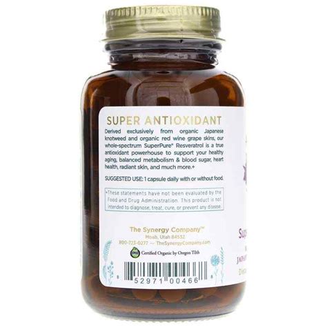 Superpure Resveratrol Organic Extract Capsules Pure Synergy