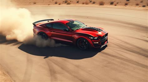 2022 Ford Mustang Shelby GT500, drifting on a dusty desert road