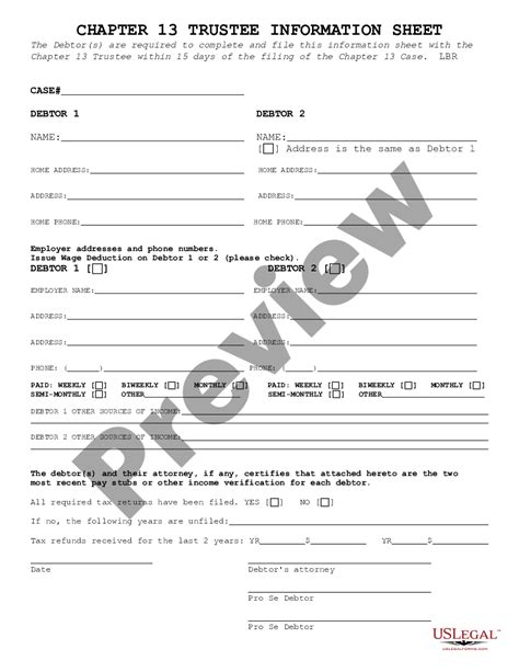 Trustee Information Sheet Form Us Legal Forms