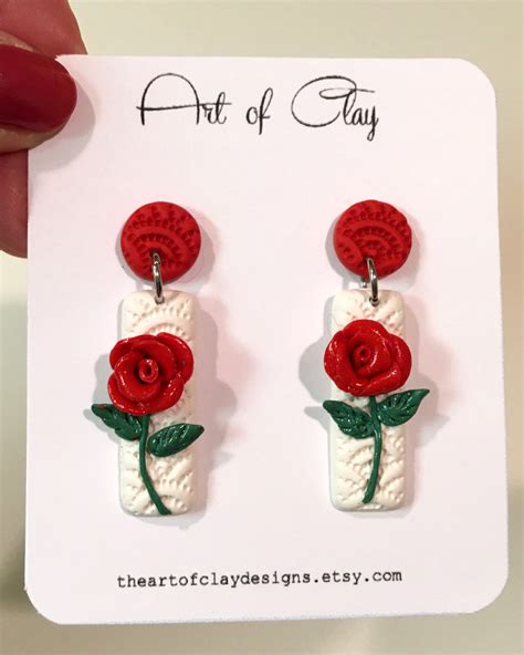 Polymer Clay Rose Earrings Great Gift For Mother S Day Etsy