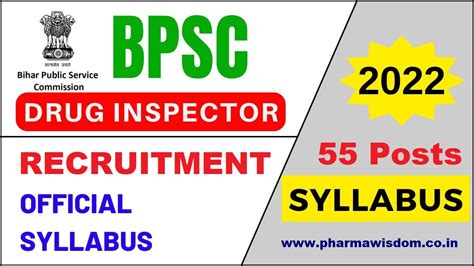 Drug Inspector Recruitment 55 Posts Bpsc Apply Now Pharmawisdom