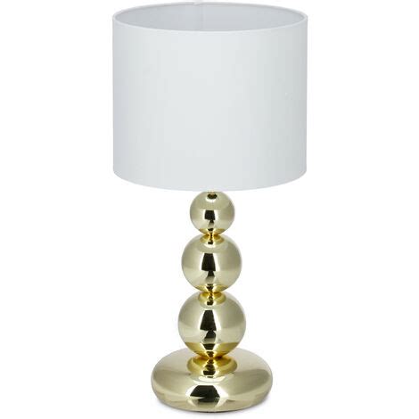 Relaxdays Lampe De Table Socle Or M Tal Lampe De Chevet Abat Jour Blanc