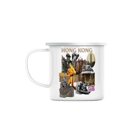 Mug En M Tal Emaill Hong Kong Vintage Collage Asie Voyage Carte