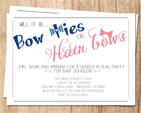 Bow Ties Or Hair Bows Gender Reveal Party Printable