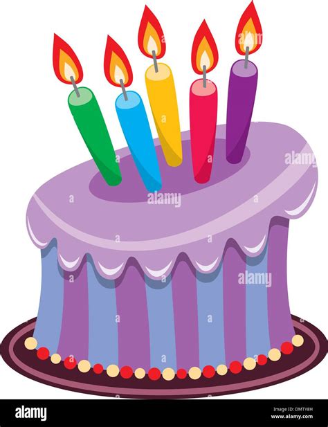 Vector Birthday Cake With Burning Candles Stock Vector Image And Art Alamy