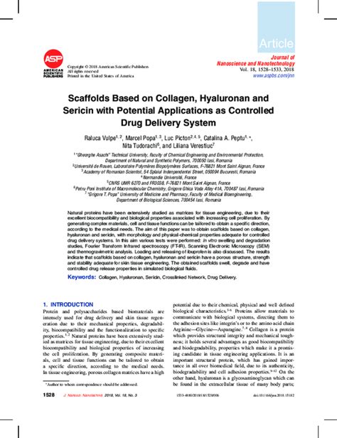 Pdf Scaffolds Based On Collagen Hyaluronan And Sericin With