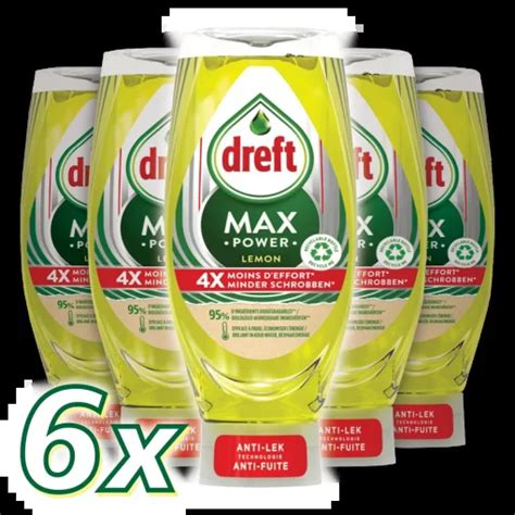 Dreft MaxPower Lemon Krachtige Reiniging 6 X 370ml Verpakking