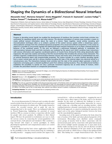 Pdf Shaping The Dynamics Of A Bidirectional Neural Interface