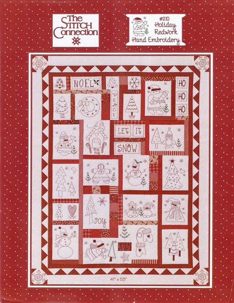 HOLIDAY REDWORK 210 Hand Embroidery Pattern Redwork Patterns