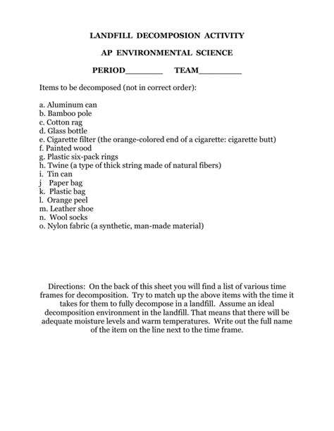 Landfill Decomposition Activity