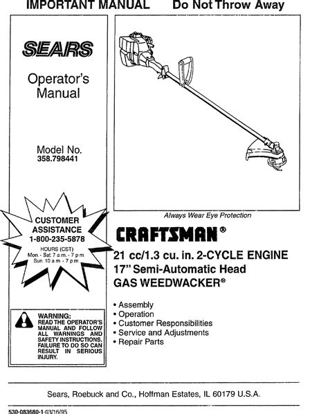 Craftsman User Manual Weedwacker Manuals And Guides L