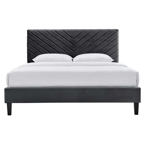 Roxanne Performance Velvet Queen Platform Bed By Modway Mod 6285 Cha