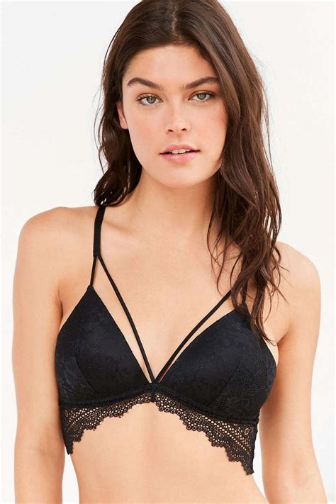 Lena Butterfly Lace Molded Cup Bralette Strappy Lace Bra Bralette Lace Triangle Bralette