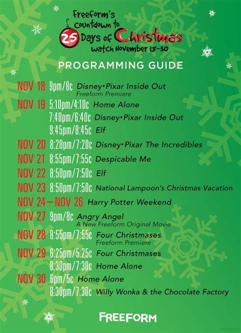 Freeform Releases Countdown To 25 Days Of Christmas Show Schedule