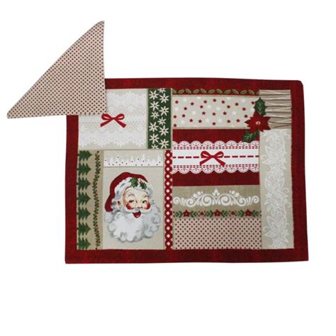 Set Tovaglietta Tovagliolo Babbo Natale Rosso Colazione Sottopiatto