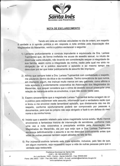 Notas Do Daniel Aguiar Ribamar Alves Emite Nota De Esclarecimento