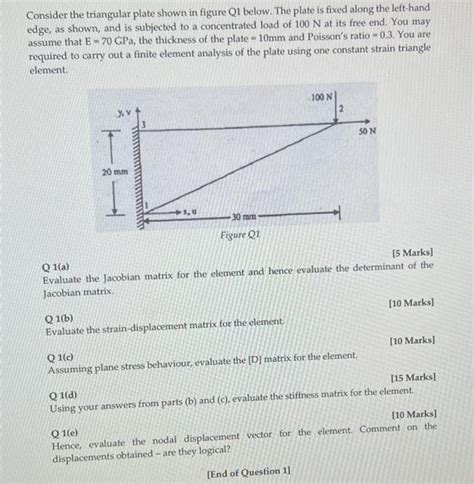 Solved Consider The Triangular Plate Shown In Figure Q Chegg