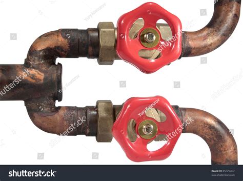 Red Valves On Copper Pipes Stock Photo Shutterstock