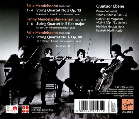 Mi Música Clásica Felix Fanny Mendelssohn String Quartet Quatuor