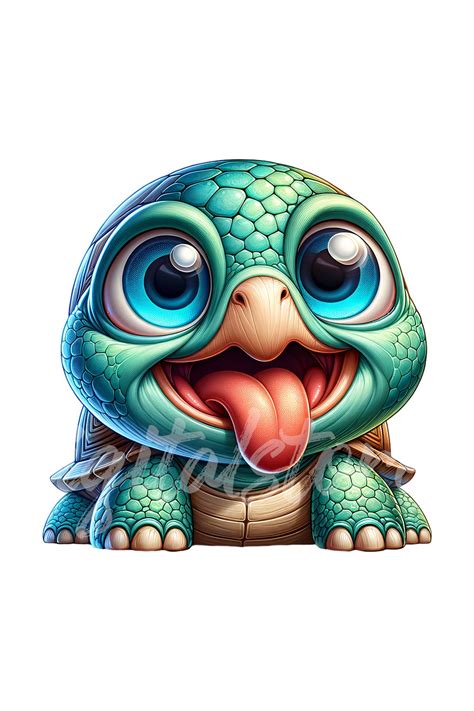 Funny Quirky Turtle Clipart Sublimation PNG (3589740)