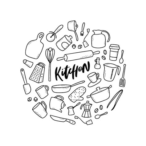 Premium Vector Set Of Sketched Kitchen Doodles