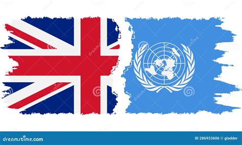 Un And Uk Grunge Flags Connection Vector Stock Vector Illustration Of