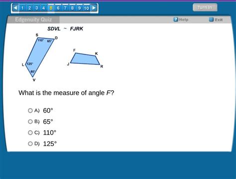 What Is The Measure Of Angle F Brainly