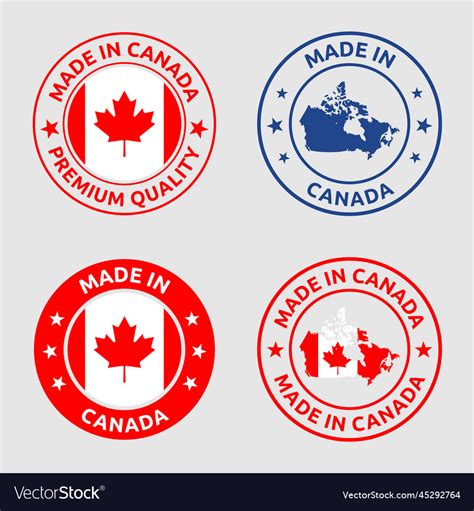 Made In Canada Stamp Canadian Product Labels Set Vector Image