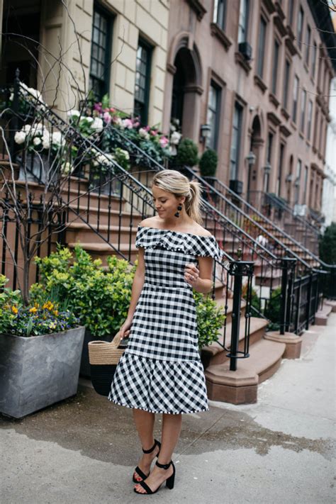 Gingham Off The Shoulder Dress Styled Snapshots