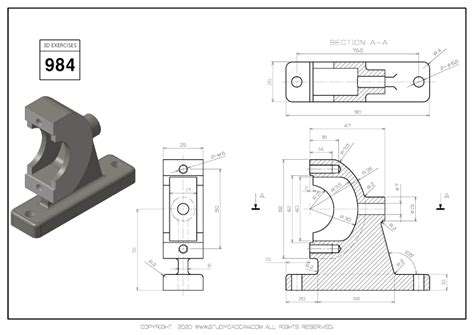 D Cad Exercises Studycadcam Mechanical Engineering Design