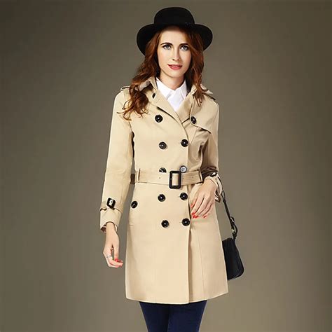 2018 British Trench Coat New Autumn Woman Classic Double Breasted Trench Coat Waterproof