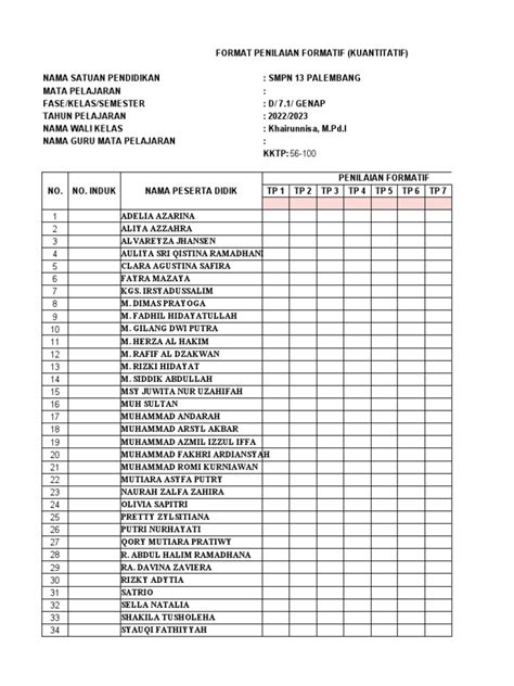 Format Penilaian Formatif Kumer Pdf