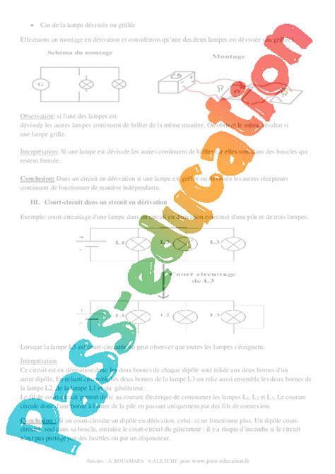 Circuit Lectrique En D Rivation Cours Me Physique Chimie