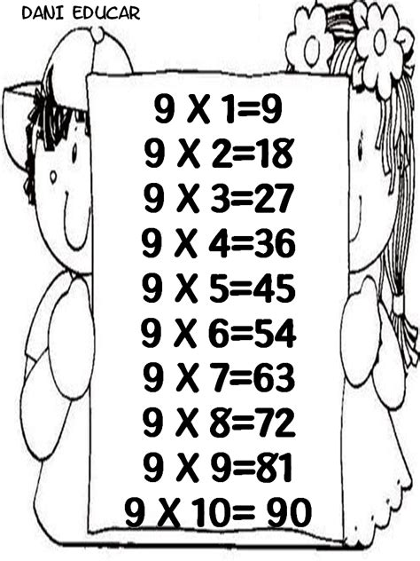 Atividades de matemática tabuada da multiplicação para colorir Dani