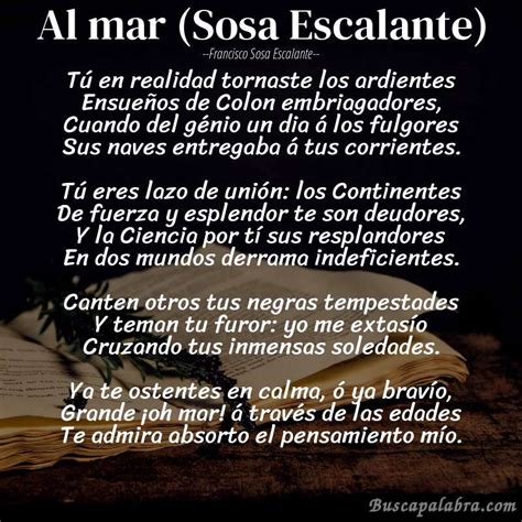 Poema Al mar Sosa Escalante de Francisco Sosa Escalante Análisis