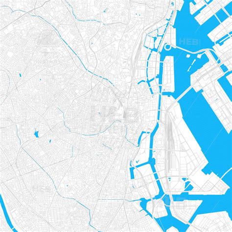 Shinagawa Japan Pdf Vector Map With Water In Focus Hebstreits