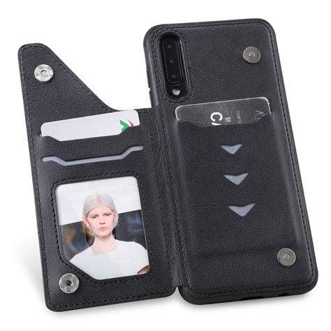 Samsung Galaxy A50 Wallet Magnetic Shockproof Cover Black