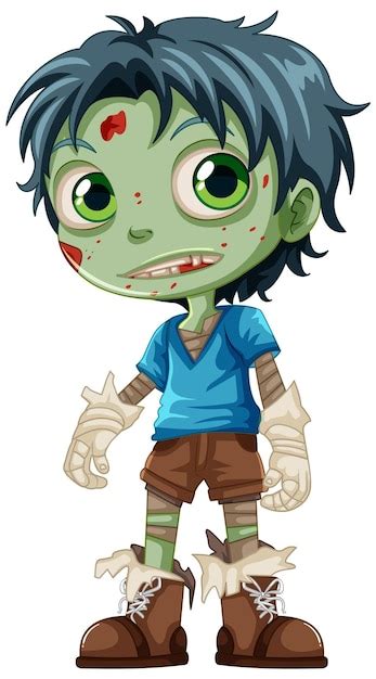 Personaje De Dibujos Animados De Zombies De Piel Verde Vector Premium