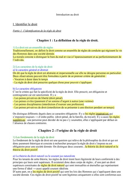 Fiche De Droit Fac Pdf Introduction Au Droit I Identifier