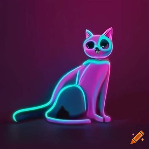 Vibrant neon anime cat with retro aesthetic on Craiyon