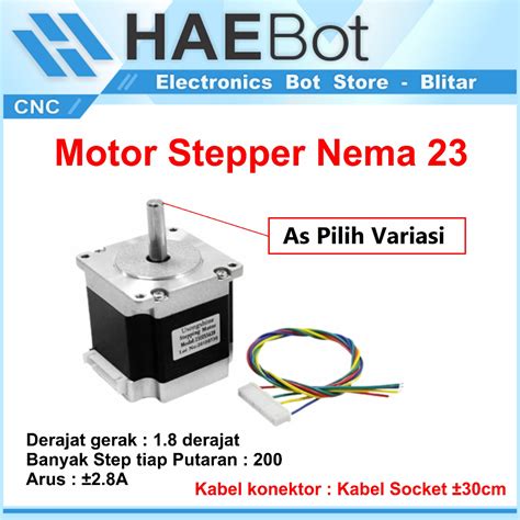 Jual HAEBOT Motor Stepper Nema 23 23HS5628 1 26Nm 57 54mm 6 35 8mm 2