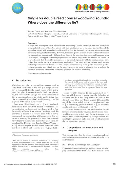 (PDF) Single vs double reed conical woodwind sounds: Where does the ...